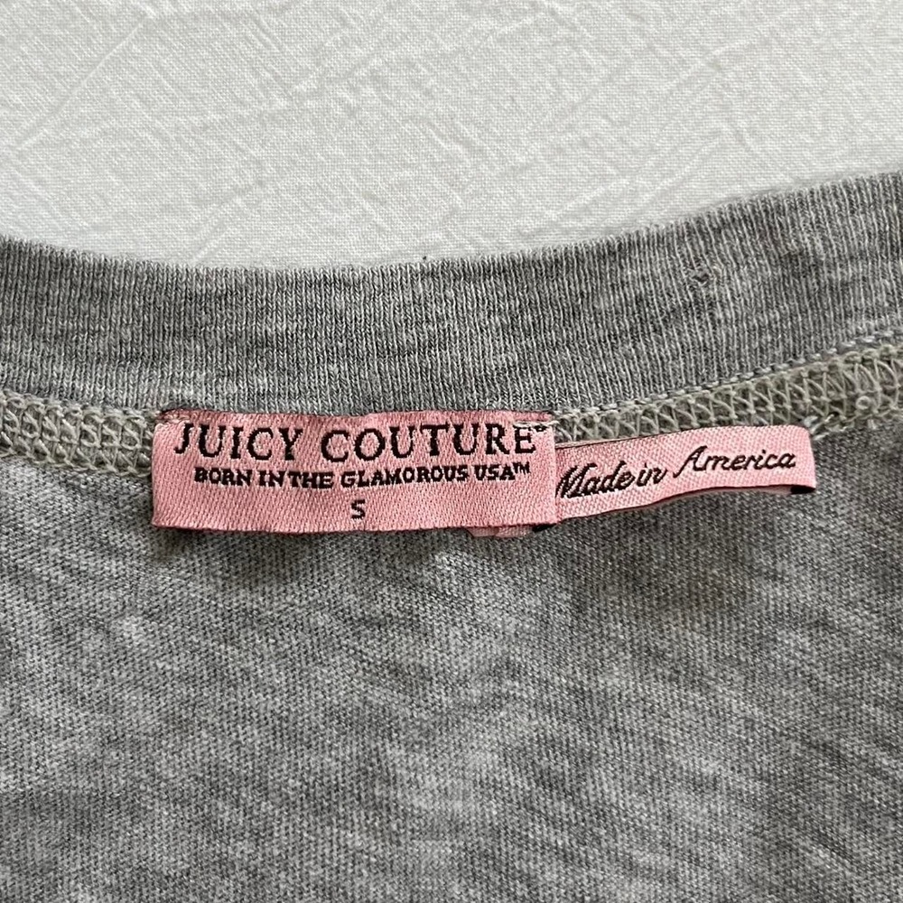 Juicy Couture T-Shirt Women Small Grey Short Sleeve Raglan Logo Y2K McBling Tee - Picture 3 of 4